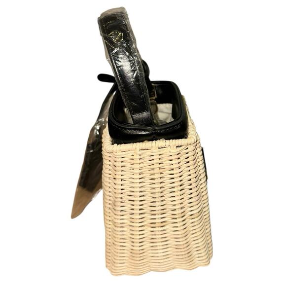 NWT Loulu Cream & Black Wicker Mini Bag - Picture 4 of 6